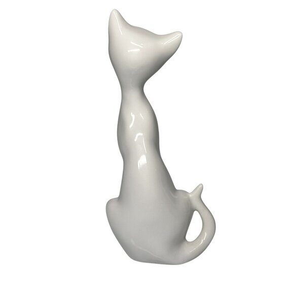 Vintage OMC Siamese Cat Figurine Japan Porcelain White Mid Century Modern 7 1/2" - Picture 13 of 15